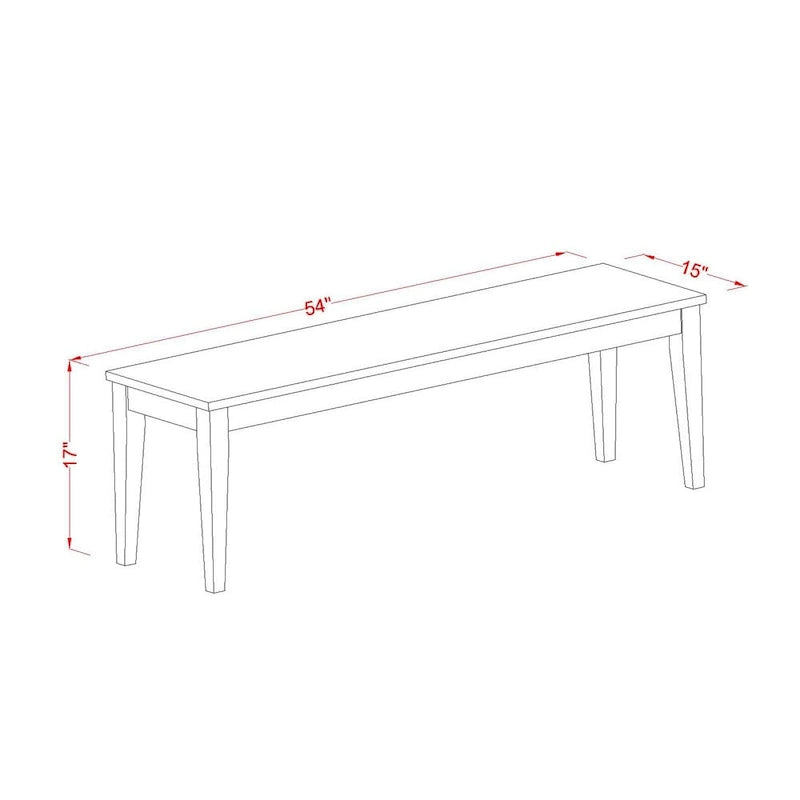 Solid Wood Dining Bench Cherry Black Two-Tone Rectangular Seat Four Legs
