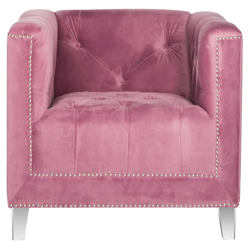 Glamorous Cotton Club Chair with Silver Nail Heads and Clear Acrylic Legs