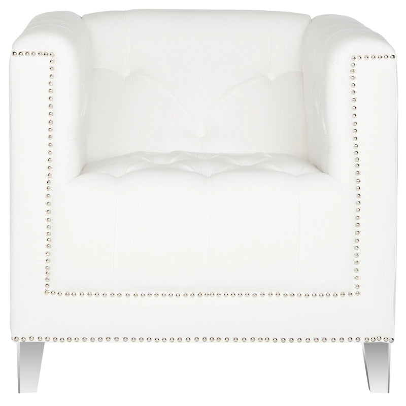 Glamorous Cotton Club Chair with Silver Nail Heads and Clear Acrylic Legs