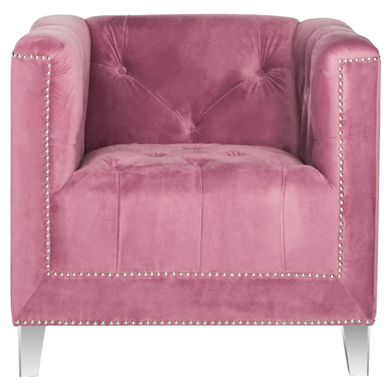 Glamorous Cotton Club Chair with Silver Nail Heads and Clear Acrylic Legs