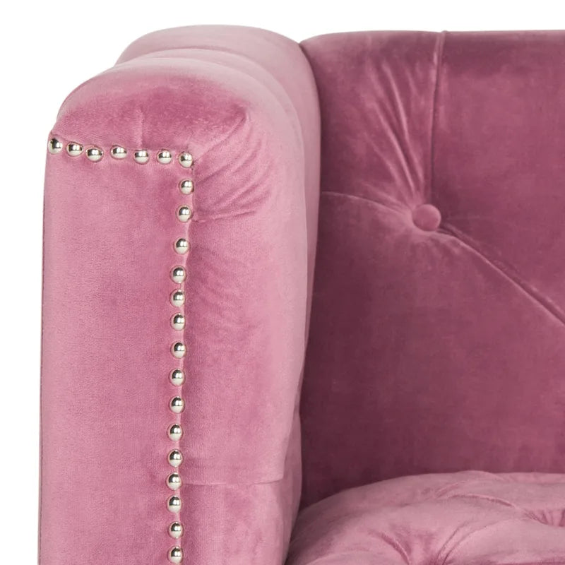 Glamorous Cotton Club Chair with Silver Nail Heads and Clear Acrylic Legs