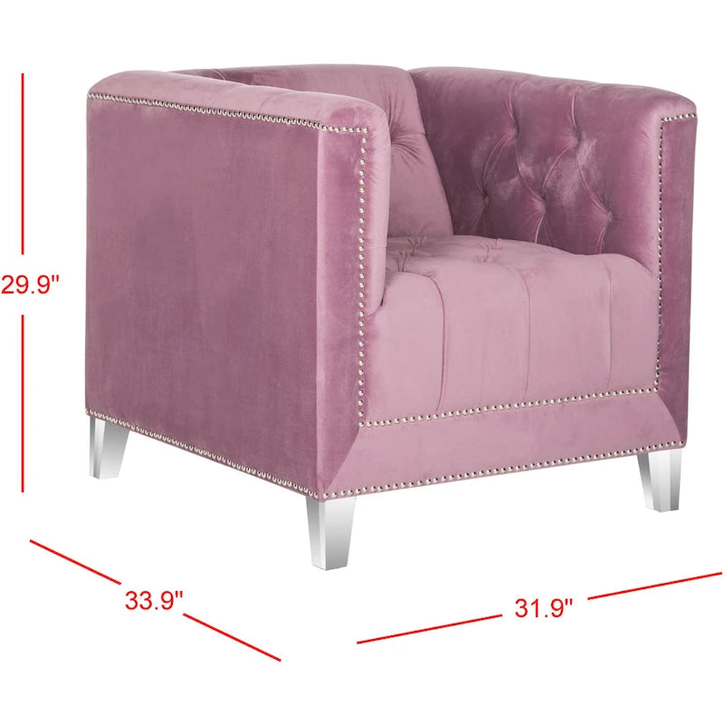 Glamorous Cotton Club Chair with Silver Nail Heads and Clear Acrylic Legs