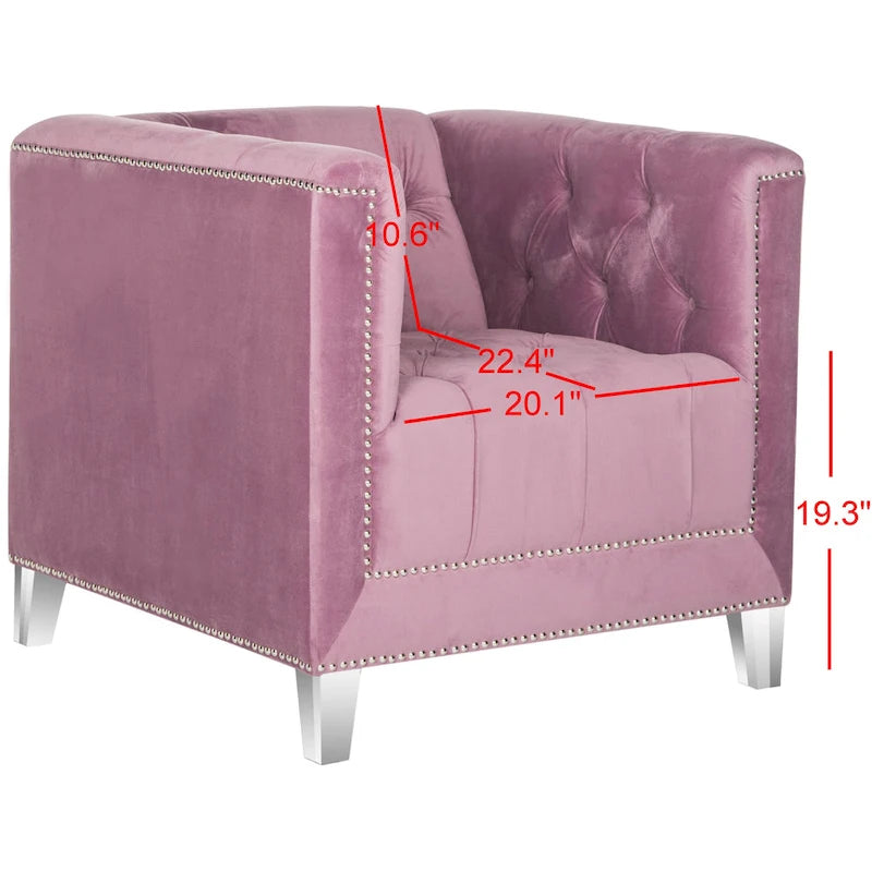 Glamorous Cotton Club Chair with Silver Nail Heads and Clear Acrylic Legs