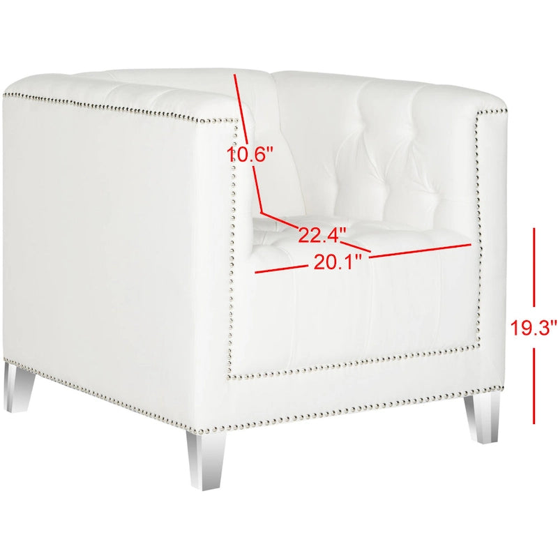 Glamorous Cotton Club Chair with Silver Nail Heads and Clear Acrylic Legs
