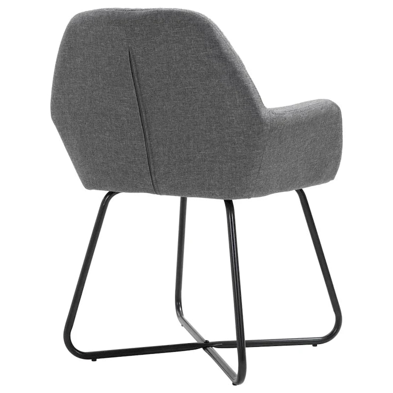 Dark Gray Fabric Upholstered Dining Chair with Steel Legs Armrests
