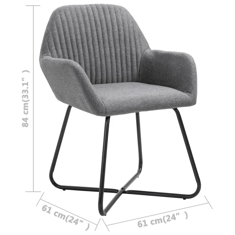 Dark Gray Fabric Upholstered Dining Chair with Steel Legs Armrests