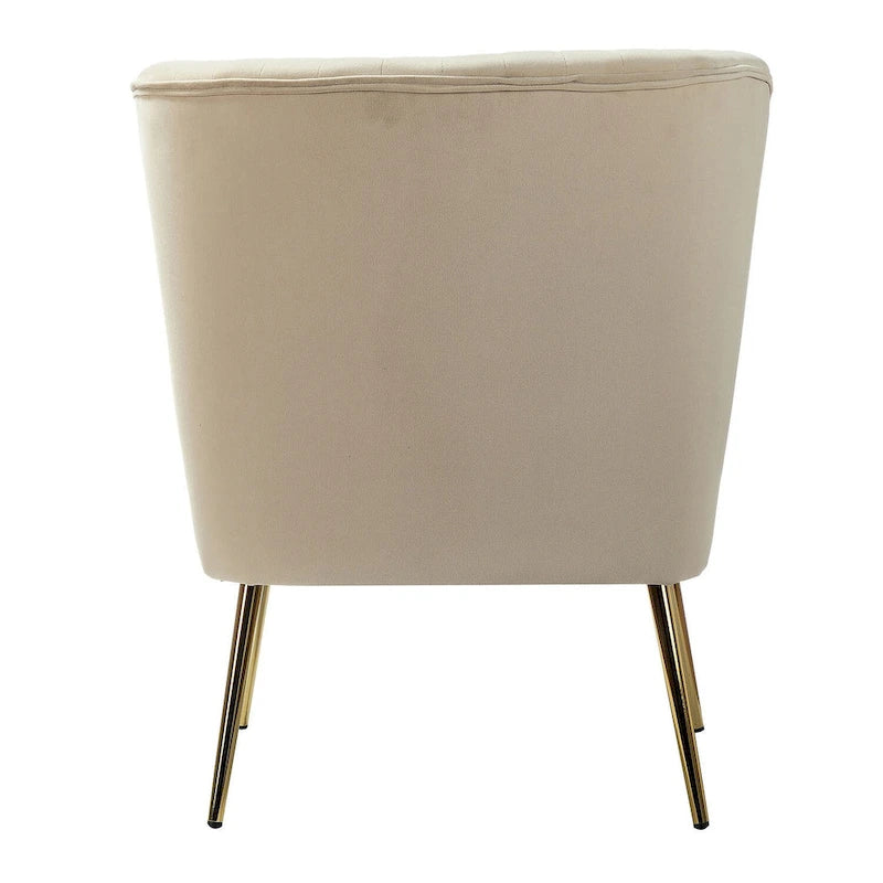 Teal Velvet Armless Accent Chair with Channel Tufted Back and Gold Metal Legs