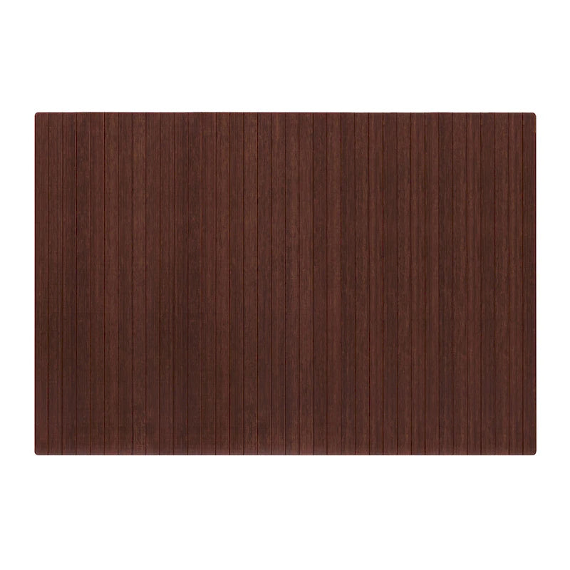 Natural Bamboo Rectangular Office Chair Mat with Non-Slip Backing, Dark Brown
