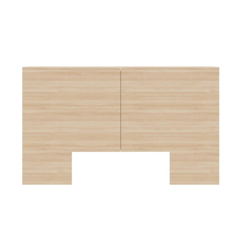 Modern Oak Storage Headboard with Side Shelves Natural Blonde Brown