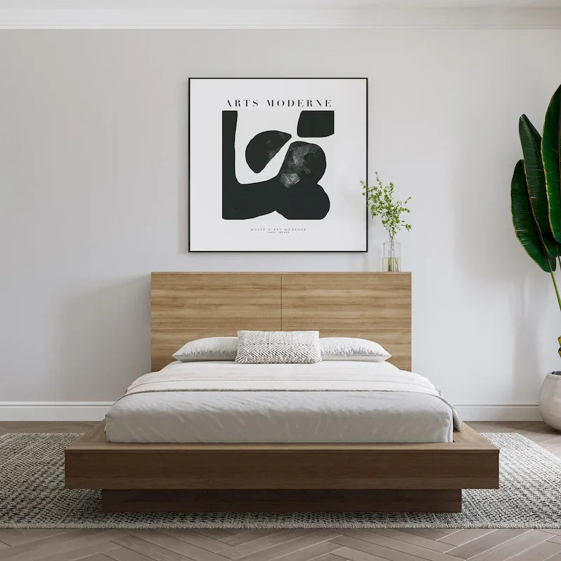 Modern Oak Storage Headboard with Side Shelves Natural Blonde Brown