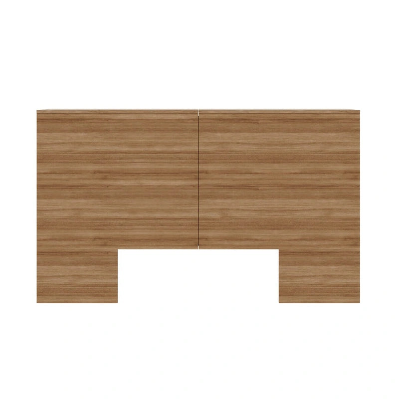 Modern Oak Storage Headboard with Side Shelves Natural Blonde Brown