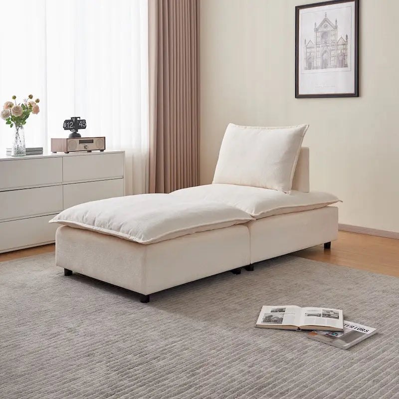 Chenille Fabric Armless Accent Chair with Toss Pillow, Foam Seat, Multiple Colors