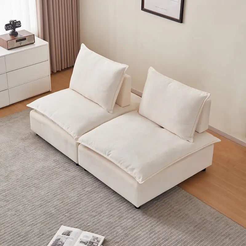 Chenille Fabric Armless Accent Chair with Toss Pillow, Foam Seat, Multiple Colors