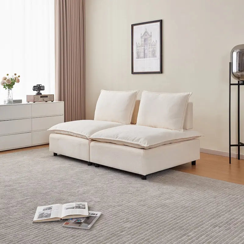 Chenille Fabric Armless Accent Chair with Toss Pillow, Foam Seat, Multiple Colors