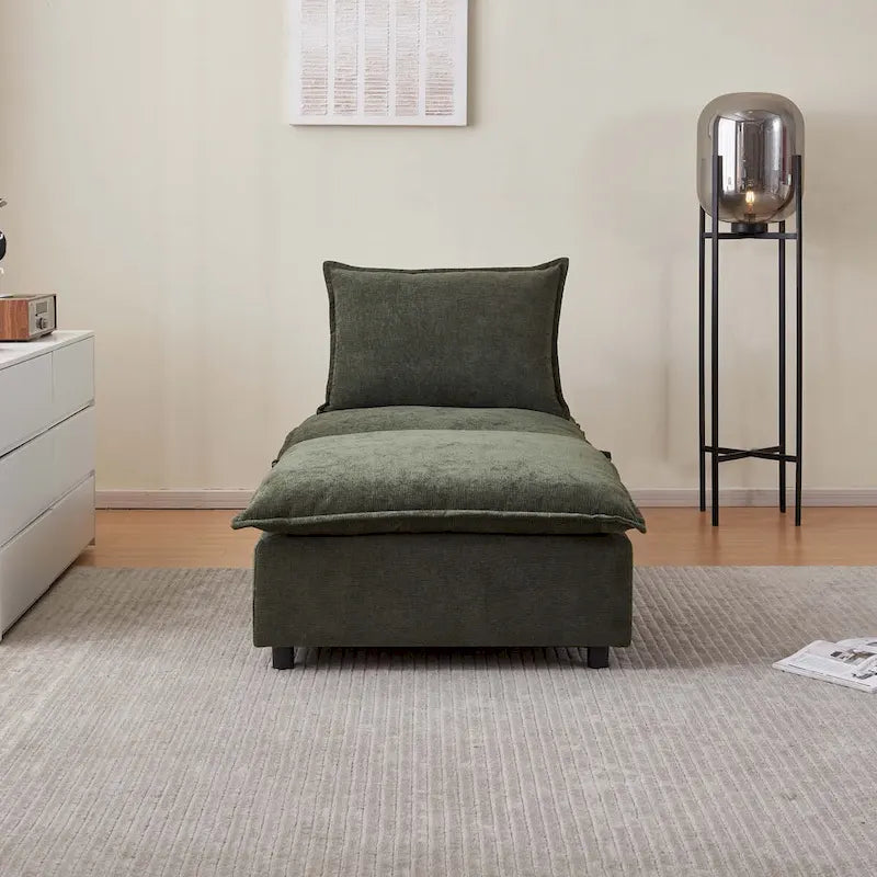 Chenille Fabric Armless Accent Chair with Toss Pillow, Foam Seat, Multiple Colors