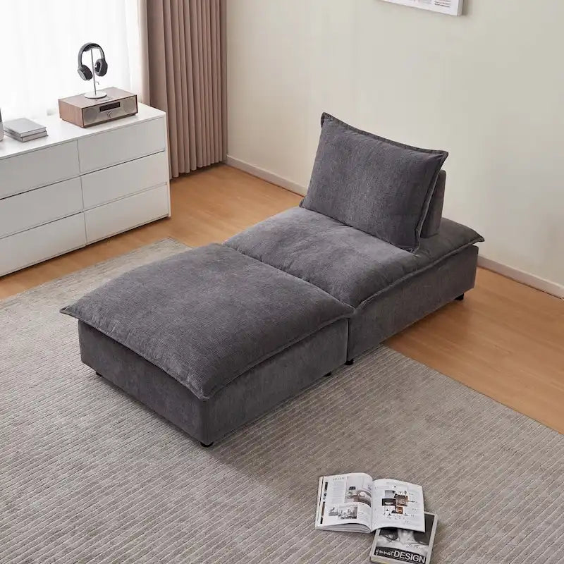 Chenille Fabric Armless Accent Chair with Toss Pillow, Foam Seat, Multiple Colors