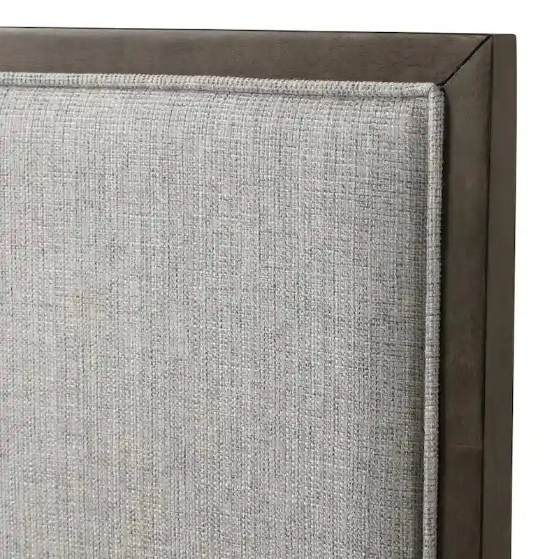 Solid Wood Upholstered Dining Chair Gray Fabric Padded Side Chair