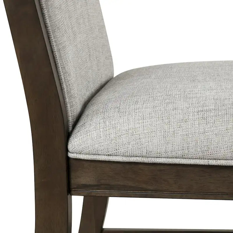 Solid Wood Upholstered Dining Chair Gray Fabric Padded Side Chair