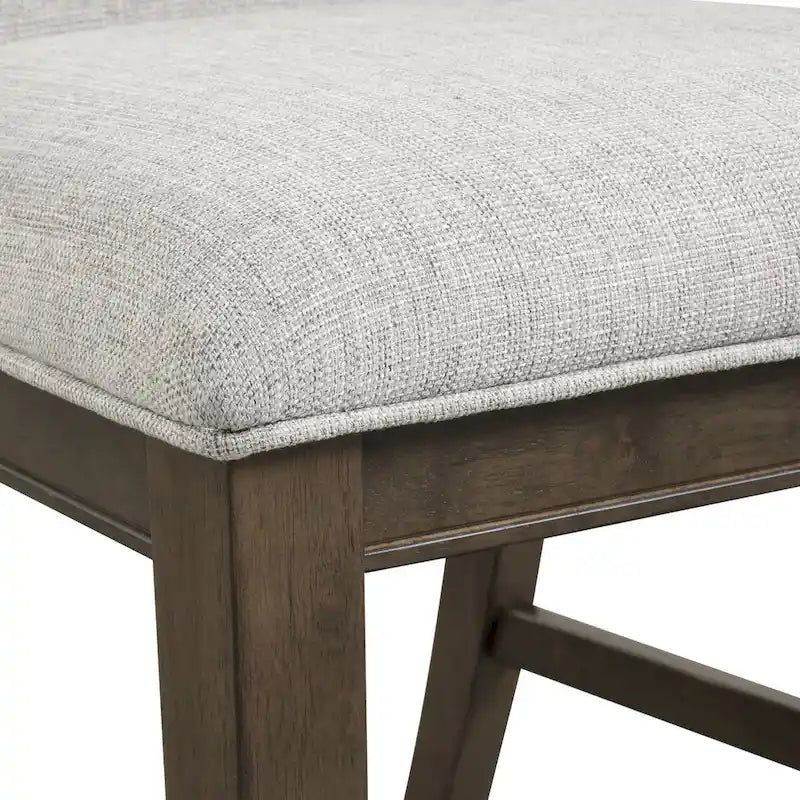 Solid Wood Upholstered Dining Chair Gray Fabric Padded Side Chair