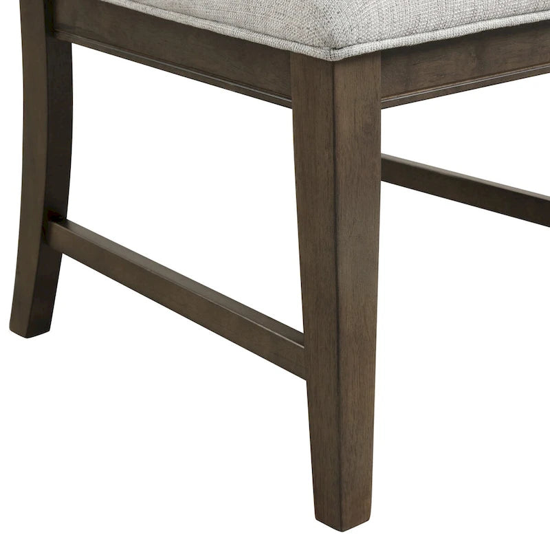 Solid Wood Upholstered Dining Chair Gray Fabric Padded Side Chair