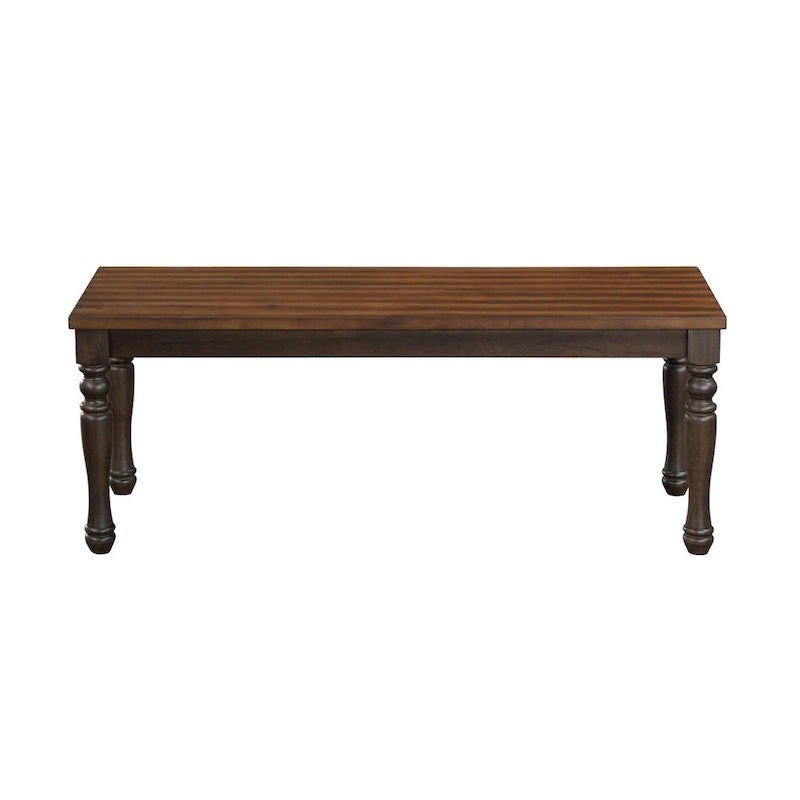 48-Inch Two-Tone Dining Bench with Turned Legs, Rich Brown