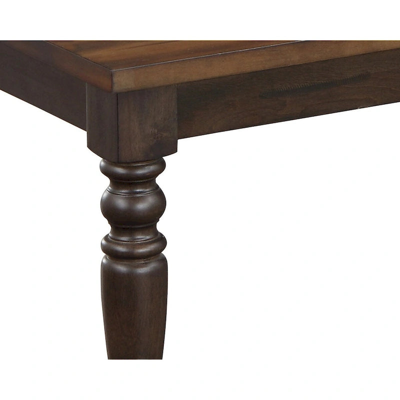 48-Inch Two-Tone Dining Bench with Turned Legs, Rich Brown