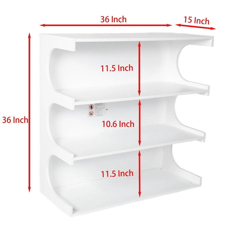 4-Tier White Curved Bookshelf Minimalist Storage Display Organizer