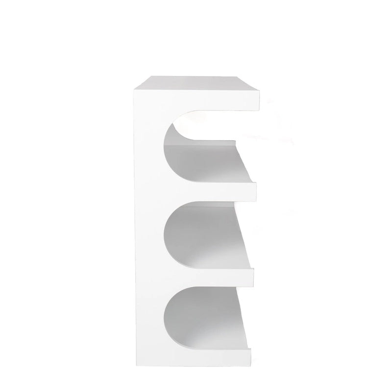 4-Tier White Curved Bookshelf Minimalist Storage Display Organizer